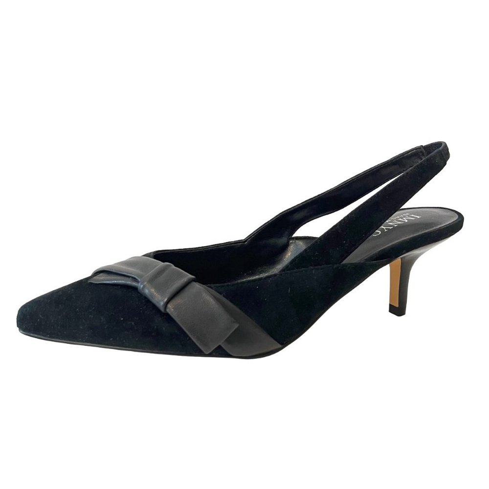 NEW! Real Leather Suede Kitten Heel Slingback. Size 7.5